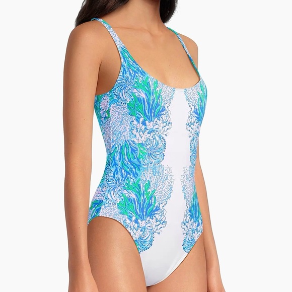 NWT Lilly Pulitzer Brin Scoop Neck One Piece Swimsuit - Las Olas Aqua - Picture 8 of 16
